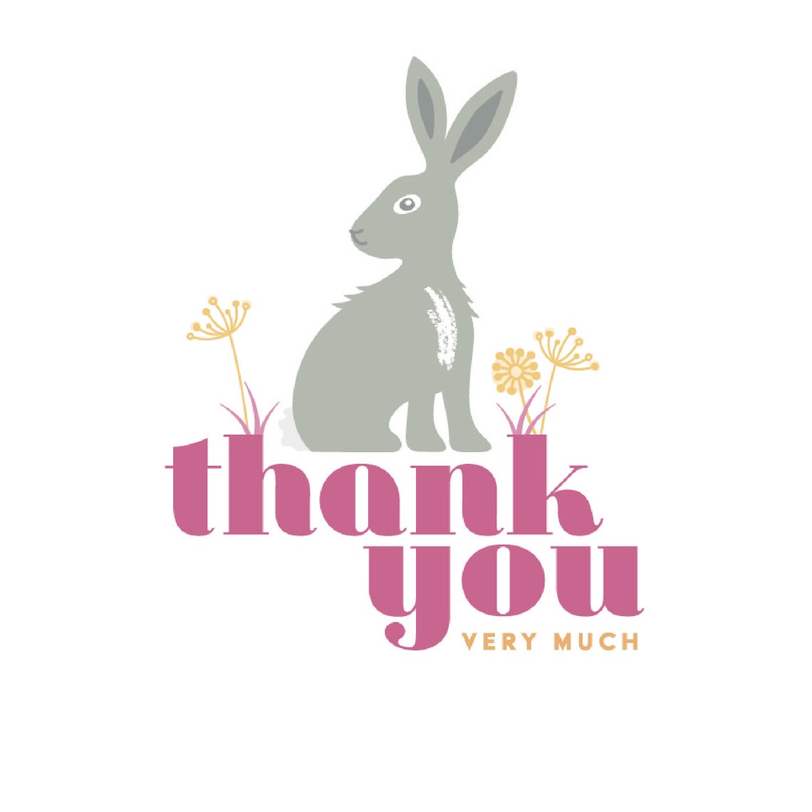 Thank You Card / Illustrated Rabbit Greetings Card / Thank You Very ...