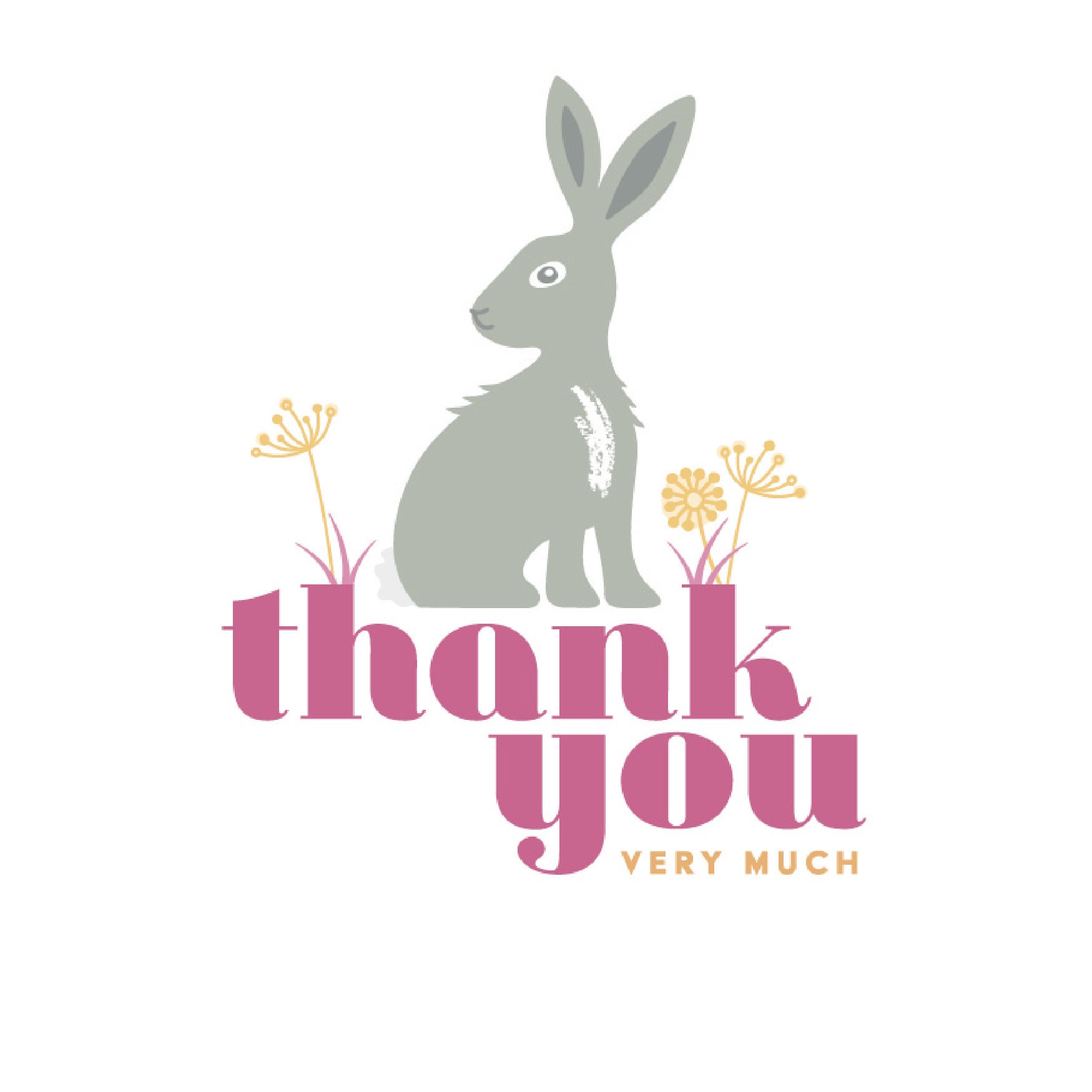 Thank You Card / Illustrated Rabbit Greetings Card / Thank You Very ...