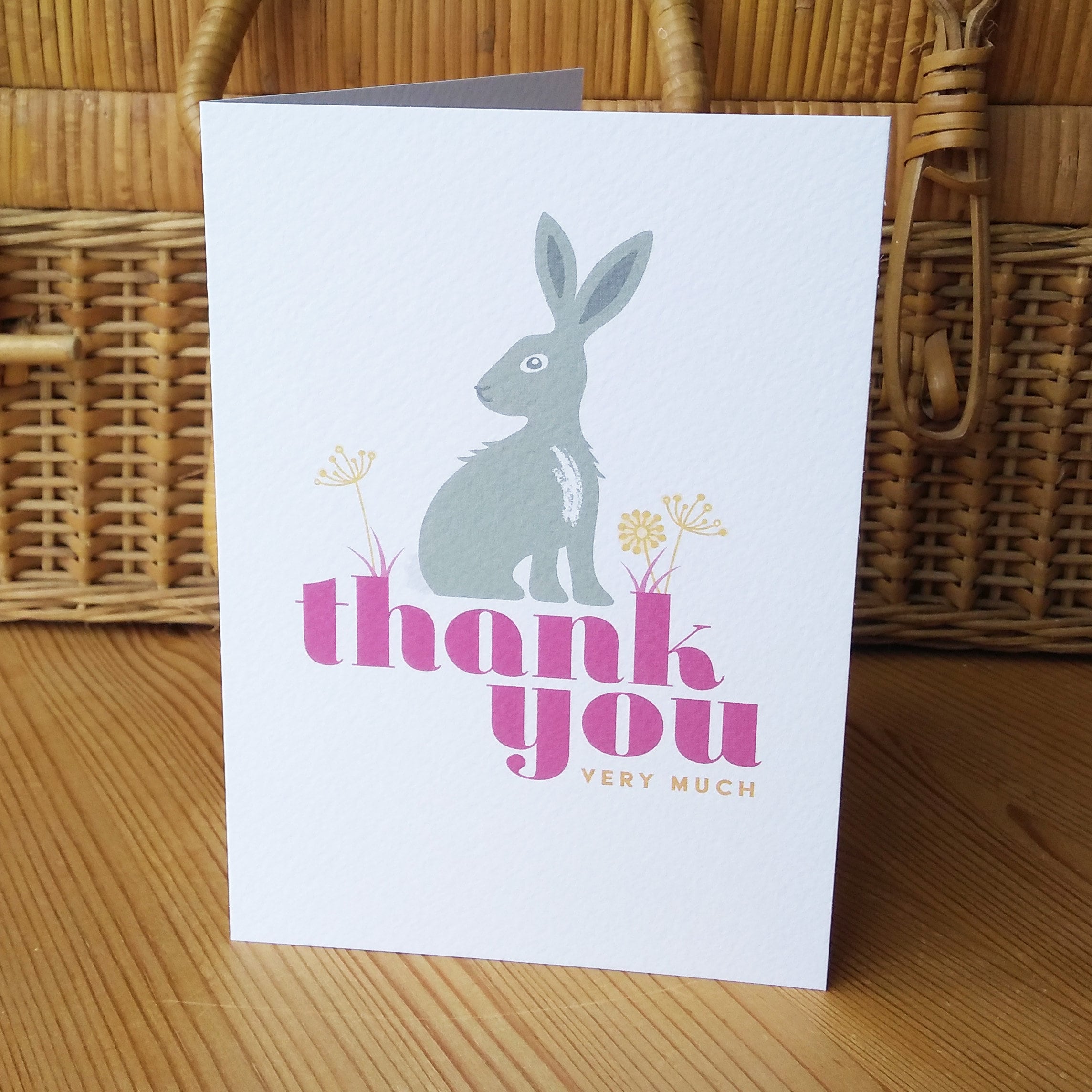Thank You Card / Illustrated Rabbit Greetings Card / Thank You Very ...