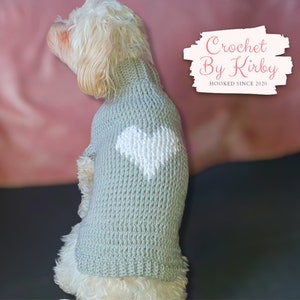 Valentine Heart Dog Sweater Crochet Pattern All Sizes Extra Small Small Medium Large image 2