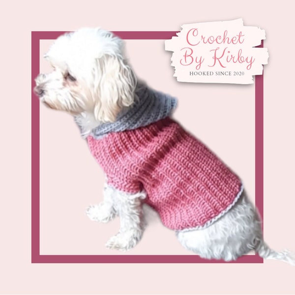 Ribbed Hoody Crochet Dog Sweater | Hood | Winter Sweater | Hooded Dog Clothes | XSmall Small Medium Large  | Instant Digital Download