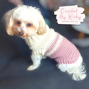 Easy Dog Sweater Crochet Pattern | Ombre Effect | Striped | Pink Cream Dog Jumper | Beginner | Small | Instant Digital Download PDF Pattern