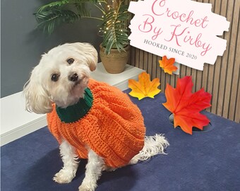 Pumpkin Dog Sweater Easy Crochet Pattern Small Size Instant Digital Download Fall Halloween Autumn Jumper