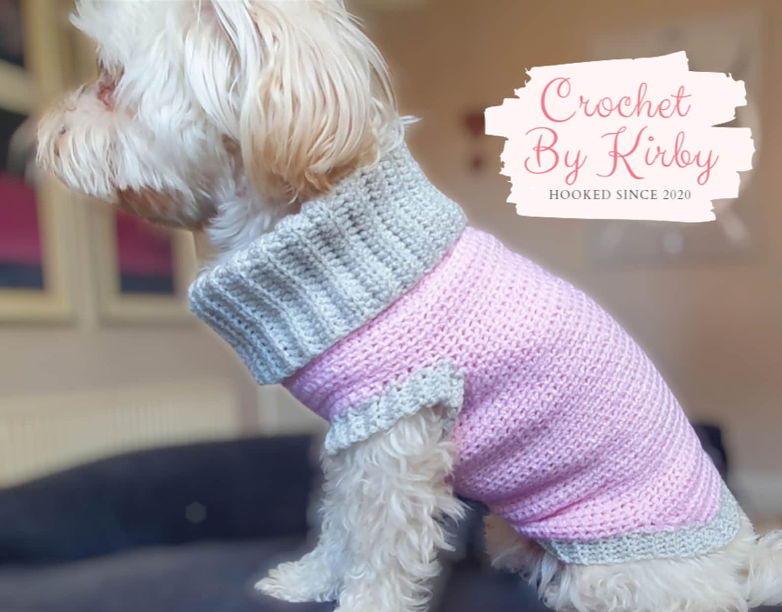 Easy Dog Sweater Crochet Pattern Pink Grey Dog Jumper Etsy