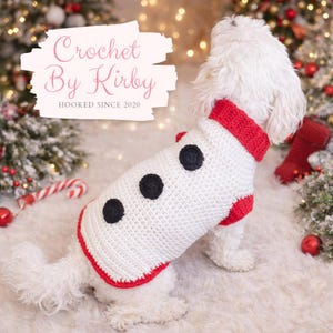 Snowman Dog Sweater Crochet Pattern, Small Dog Costume (PDF Digital Download) image 1