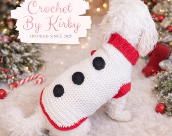 Snowman Dog Sweater Crochet Pattern, Small Dog Costume (PDF Digital Download)