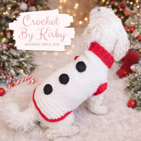 Snowman Dog Sweater Crochet Pattern, Small Dog Costume (PDF Digital Download)