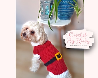 Santa Dog Sweater Easy Crochet Pattern | Beginner | XS Small Medium Large Sizes Instant Digital Download