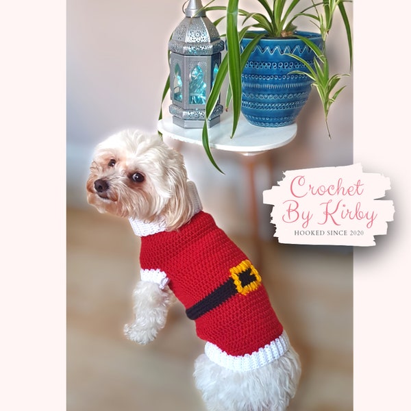 Santa Dog Sweater Easy Crochet Pattern | Beginner | XS Small Medium Large Sizes Instant Digital Download