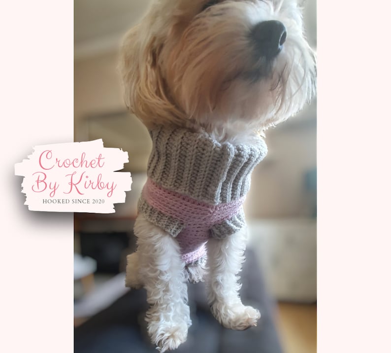 Easy Dog Sweater Crochet Pattern Pink Grey Dog Jumper Etsy UK