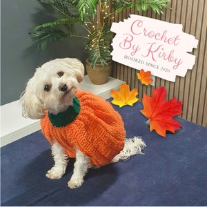 Pumpkin Dog Sweater Easy Crochet Pattern Small Size Instant Digital Download Fall Halloween Autumn Jumper