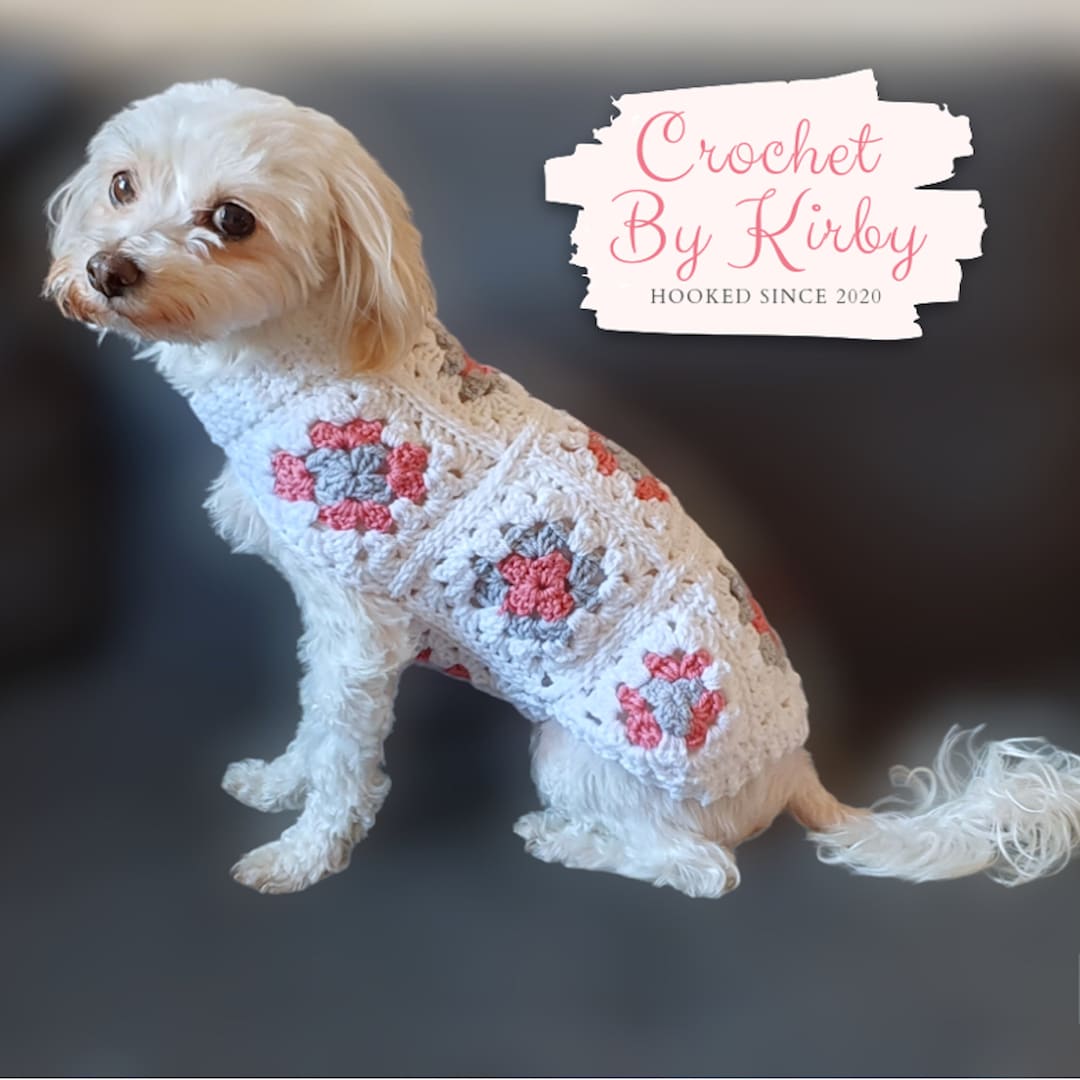 Granny Square Crochet Dog Sweater Pattern. Small Dog Clothes. Easy
