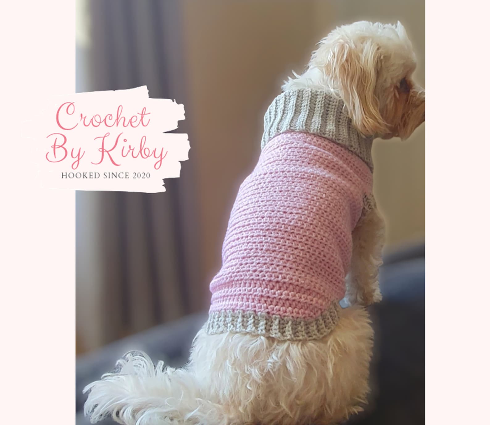 Easy Dog Sweater Crochet Pattern Pink Grey Dog Jumper Etsy