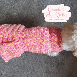 Crochet Dog Sweater Pattern Easy Pleated Dog Jumper Beginner Intermediate Size Small Instant Download PDF Pattern image 4