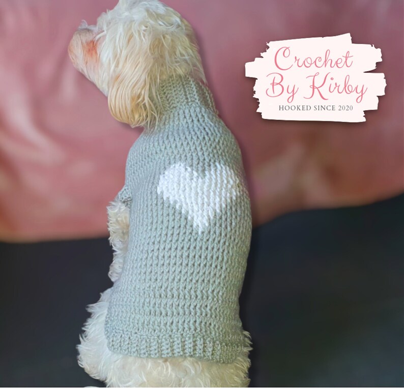 Valentine Heart Dog Sweater Crochet Pattern All Sizes Extra Small Small Medium Large image 2