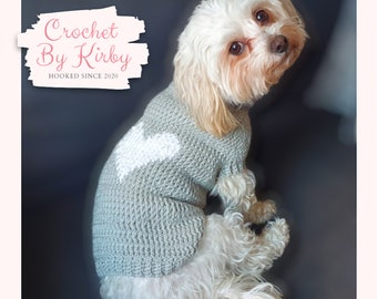 Valentine Heart Dog Sweater Crochet Pattern | All Sizes | Extra Small | Small | Medium | Large