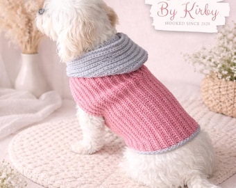 Crochet Dog Sweater Pattern PDF | Easy Ribbed Hooded Dog Jumper (XS-L)