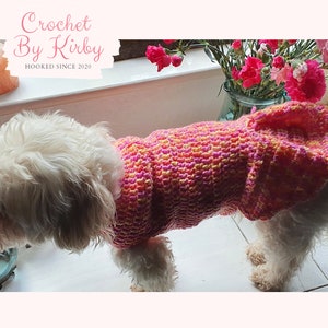 Crochet Dog Sweater Pattern Easy Pleated Dog Jumper Beginner Intermediate Size Small Instant Download PDF Pattern image 2