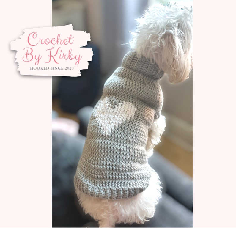 Valentine Heart Dog Sweater Crochet Pattern All Sizes Extra Small Small Medium Large image 4