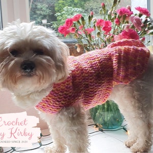 Crochet Dog Sweater Pattern Easy Pleated Dog Jumper Beginner Intermediate Size Small Instant Download PDF Pattern image 5