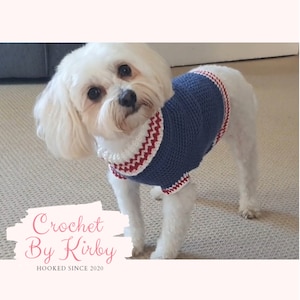 Dog Sweater Crochet Pattern Striped Size Small Nautical Themed Dog Jumper PDF Instant Digital Download