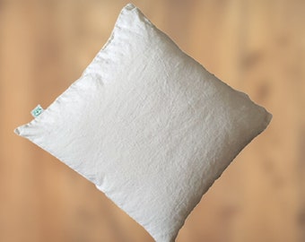 Hemp Pillow Cover Cream 40x40 cm / 16x16" Zipper Pillow by Hemptarianka Free Shipping, Minimal Textile Pillow Organic Hemp 100% Vegan