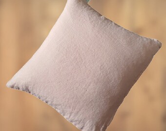 Hemp Pillow Cover Dirty Pink 40x40 cm / 16x16" Zipper Pillow by Hemptarianka Free Shipping, Minimal Textile Pillow Organic Hemp 100% Vegan