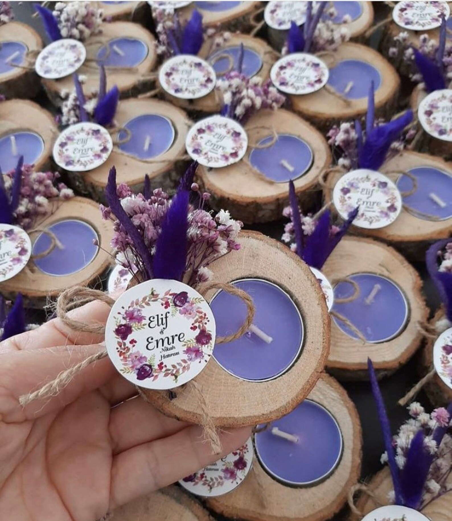 Personalized candle Wedding favors rustic tealight holder Etsy