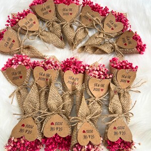 Mini bouquet di fiori secchi, magnete per bomboniere, regali personalizzati, bomboniere per addio al nubilato, bomboniere per feste di matrimonio, regali di nozze rustici