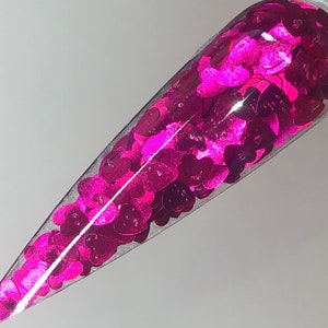 FUCHSIA HEARTS! Godess Acrylic Powder / Dip Powder/ Valentines Day Nails