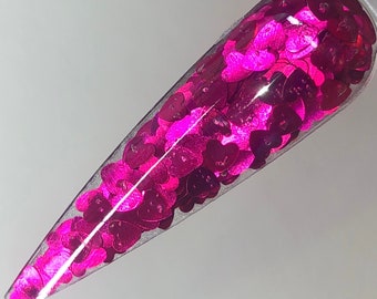 FUCHSIA HEARTS! Godess Acrylic Powder / Dip Powder/ Valentines Day Nails