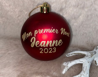 Boule de Noël personnalisée - Mon premier Noel + prénom + année, cadeau premier noel