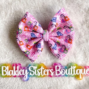 Mrs R bow - Girls Bow - Bullet Fabric Bows - Cartoon bows - Character Bows