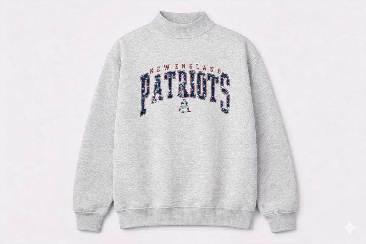New England Patriots Mock Neck Sweatshirt - Etsy