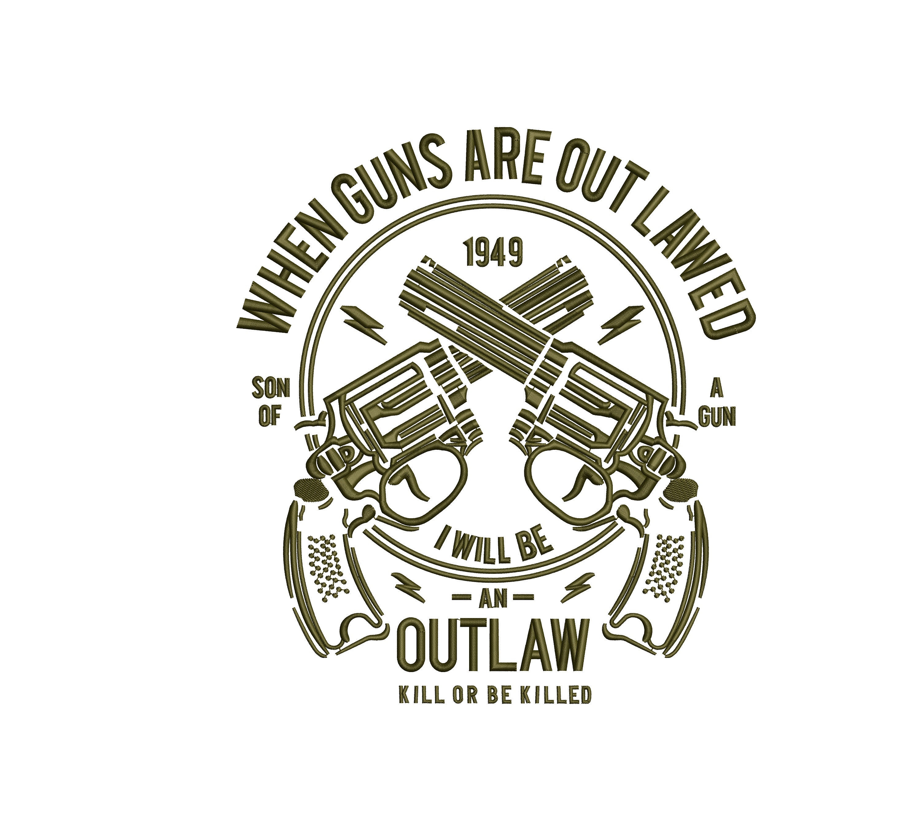 Gun Embroidery Design for Embroidery Machine used for Etsy