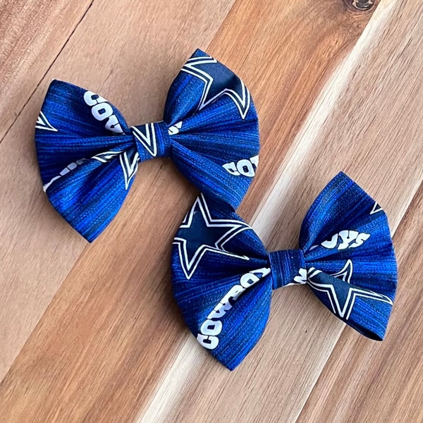 Dallas Cowboys Bows, Pigtail Bows, Girls Hair Bows, Woman Boys