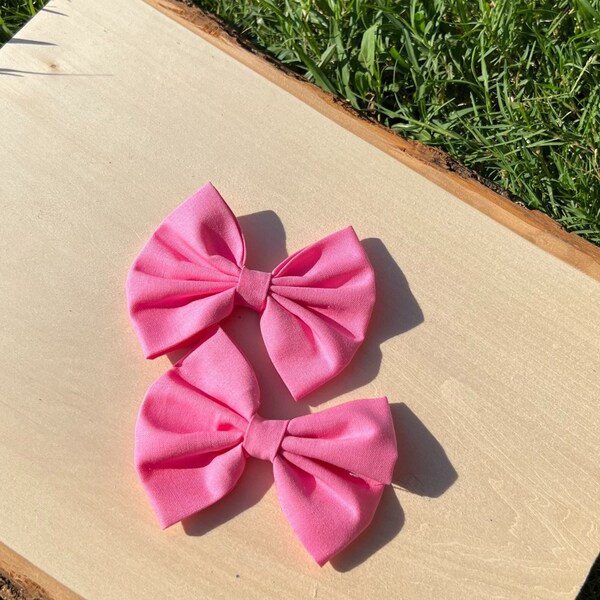 Pink Hair Bows, Pigtail Bows,Toddler Bow Hair Clips, Hair Pins, Bow Holder