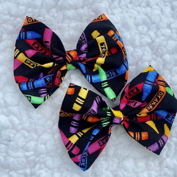 Crayon Bow, Girls Bow, Back to school Bow, Hair Clips, Hair Accessories