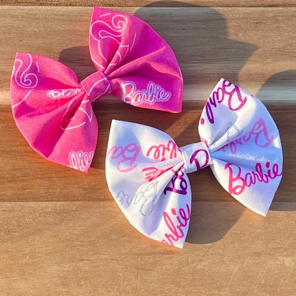 Pink Hair Bows, Doll inspired, Malibu Doll inspired, Pink Hair accessories, Pigtail Bows