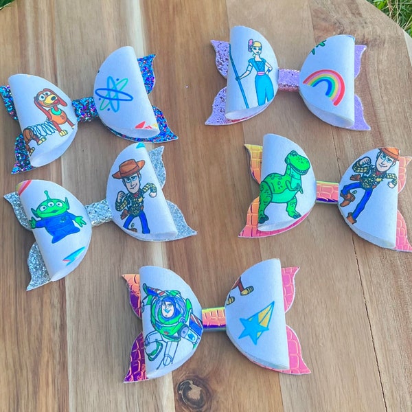 Toy Story Hair Bows, Girls Bow, Pigtail Bow, Disney, Toddlers Clip, Womans Bow