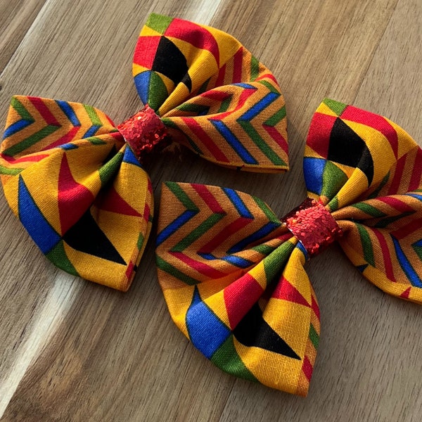 African Print Hair Bow, Girls Hair Bow, Toddler Pigtail Womans Hair Accessories