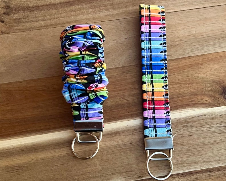 Crayon Key Rings Teacher Wristlet Keychain: Crayon & Number Print Fabric - Etsy