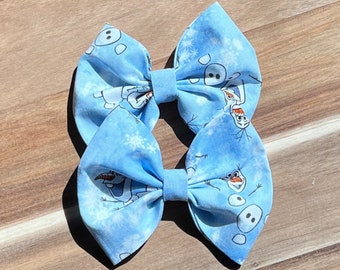 Olaf Hair Bow: Frozen Pigtail Bow, Alligator Clip or Headband
