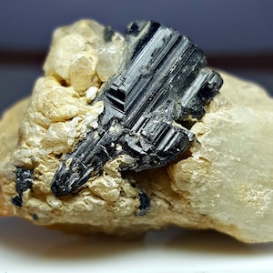 183.0 CT Rare Tourmaline Crystal on Feldspar &  Quartz - Unusual Maze Like Terminated Tourmaline Combine Feldspar, Quartz Crystal Specimen