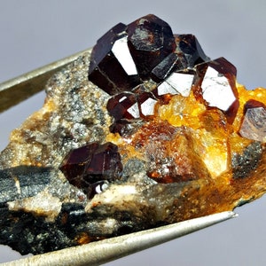 178.0 CT Tasty Garnet Crystals Bunch with Tourmaline Crystal Specimen - Rare Rough Terminated Natural Garnet Crystals Bunch Specimen