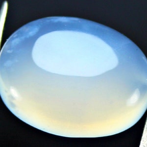 11.0 CT Rare White Agate Cabochon - Mesmerizing Moon Color Natural White Agate Oval Cut Cabochon for Rings & Pendants