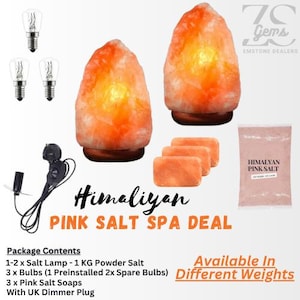 Himalaya-Salzlampe (Spa-Paket) 100% Original Crystal Rock-Salzlampe NATÜRLICHE HEILUNG Himalaya-Salzlampe & Free 1Kg rosa Salz und 3 Glühlampen