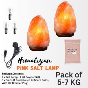 Himalaya Salz Lampe 5-7 KG 100% Original Crystal Rock Salz Lampe NATURHEILUNG - 2x Himalaya Salz Lampe mit gratis 1Kg rosa Salz und 3 Leuchtmittel