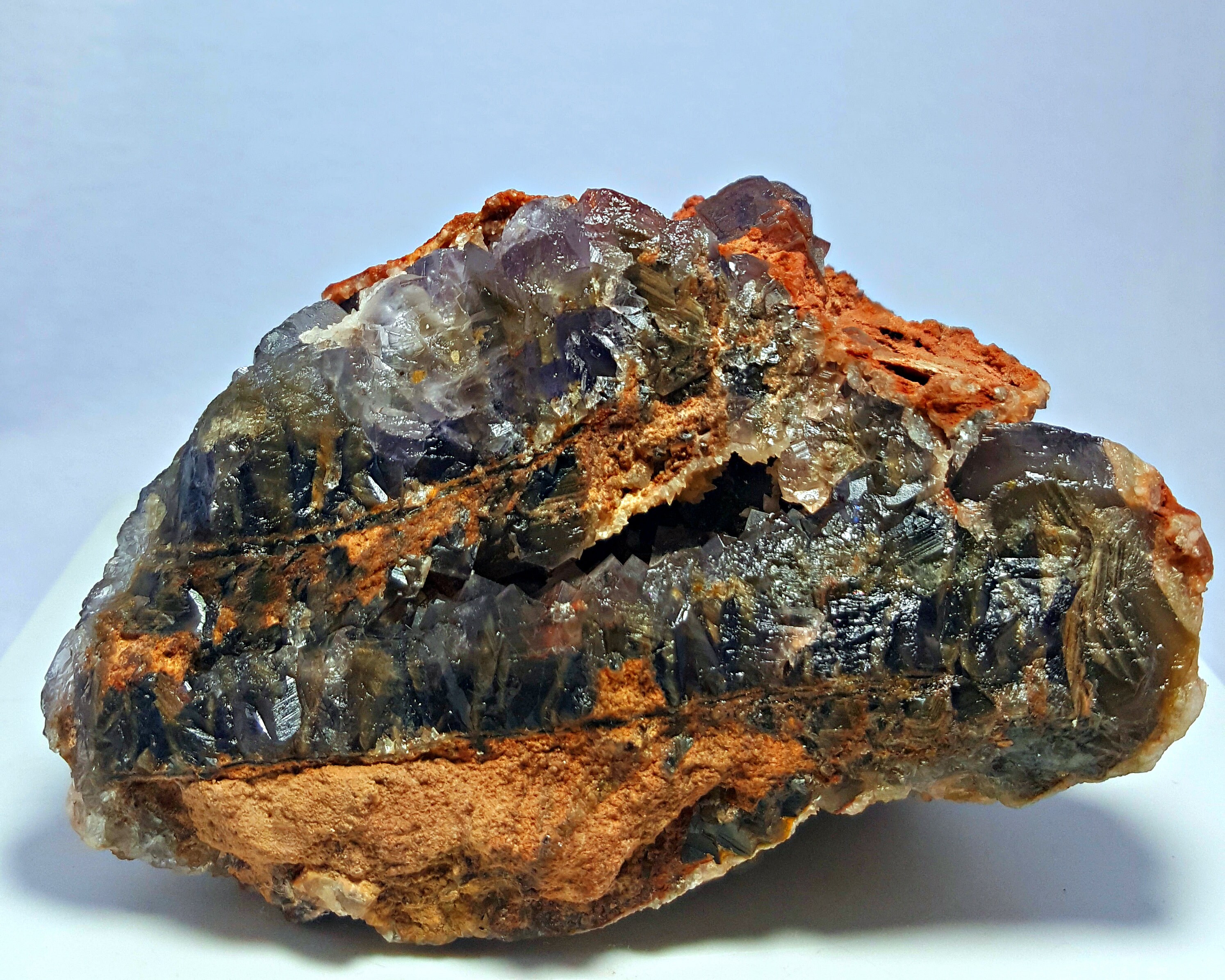 605.0 Gm Unusual Pyramid Shape Terminated Cubical Blue Fluorite Combine ...