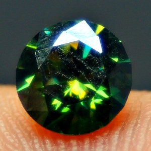 Moissanite Gemstone - 1.0 CT AAA Grade Round Cut Bluish Green Loose Gemstone for Rings & Jewelry, Transparent Sparkling Stone